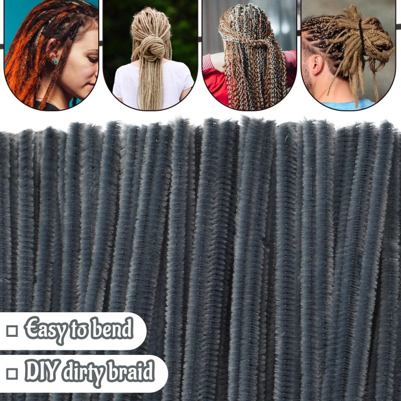 Mnuizu 200pcs Pipe Cleaners,Pipe Cleaners Chenille Stems for Craft, Fuzzy Sticks Christmas Craft Supplies for DIY Art & Creative Crafts Decorations(Grey) - Image 3